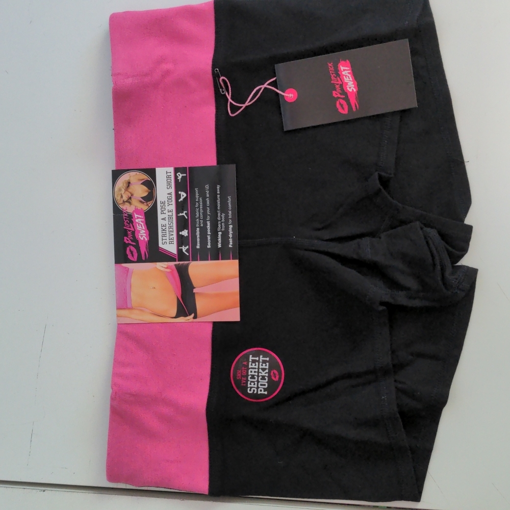 Pink Lipstick yoga shorts